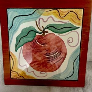 Levy Latocque apple trivet or wall decor red, blue